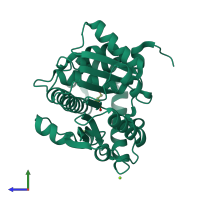 PDB entry 6id6 coloured by chain, side view.