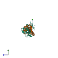 PDB entry 6id8 coloured by chain, side view.