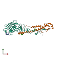 PDB entry 6idb coloured by chain, front view.