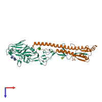 PDB entry 6idb coloured by chain, top view.