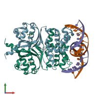 PDB entry 6ide coloured by chain, front view.