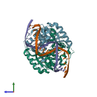 PDB entry 6ide coloured by chain, side view.