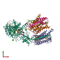 PDB entry 6idf coloured by chain, front view.