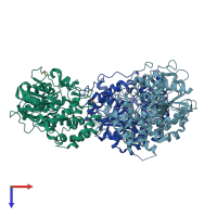 PDB entry 6idy coloured by chain, top view.