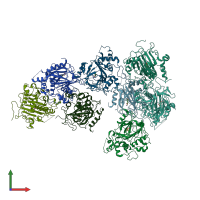 PDB entry 6ie2 coloured by chain, front view.