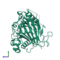 PDB entry 6ie3 coloured by chain, side view.