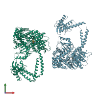 PDB entry 6ieg coloured by chain, front view.