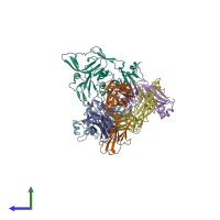 PDB entry 6iek coloured by chain, side view.