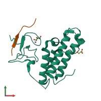 PDB entry 6ieu coloured by chain, front view.