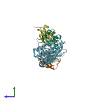 PDB entry 6if1 coloured by chain, side view.