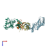 PDB entry 6if1 coloured by chain, top view.