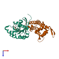 PDB entry 6if2 coloured by chain, top view.