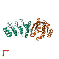 PDB entry 6if3 coloured by chain, top view.