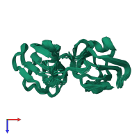 PDB entry 6if9 coloured by chain, ensemble of 20 models, top view.