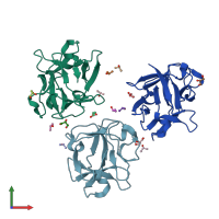 PDB entry 6ifa coloured by chain, front view.