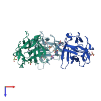 PDB entry 6ifa coloured by chain, top view.