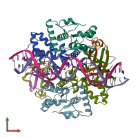 PDB entry 6ifm coloured by chain, front view.