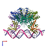 PDB entry 6ifm coloured by chain, top view.