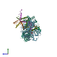 PDB entry 6ig1 coloured by chain, side view.