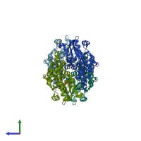 PDB entry 6ig2 coloured by chain, side view.