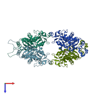 PDB 6ig2 coloured by chain and viewed from the top.