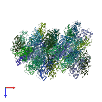 PDB entry 6igc coloured by chain, top view.
