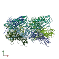 PDB entry 6ige coloured by chain, front view.