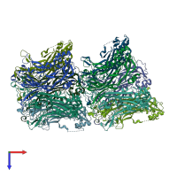 PDB entry 6ige coloured by chain, top view.