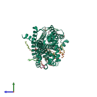 PDB entry 6igk coloured by chain, side view.