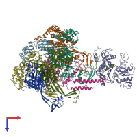 PDB entry 6igm coloured by chain, top view.