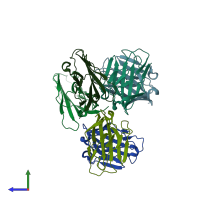 PDB entry 6igo coloured by chain, side view.