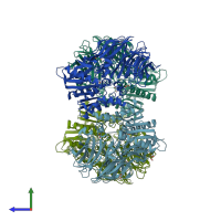 PDB entry 6igq coloured by chain, side view.