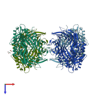 PDB entry 6igq coloured by chain, top view.