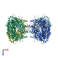 PDB entry 6igr coloured by chain, top view.