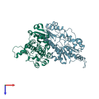 PDB entry 6ih2 coloured by chain, top view.