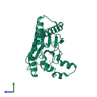PDB entry 6ihw coloured by chain, side view.