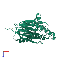 PDB entry 6ihw coloured by chain, top view.