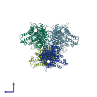 PDB entry 6ii2 coloured by chain, side view.