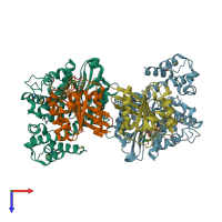 PDB entry 6ii6 coloured by chain, top view.