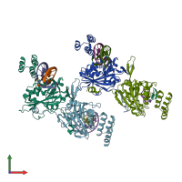 PDB entry 6iid coloured by chain, front view.