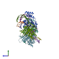 PDB entry 6iid coloured by chain, side view.