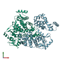 PDB entry 6iih coloured by chain, front view.