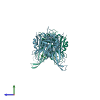 PDB entry 6iik coloured by chain, side view.