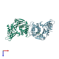 PDB entry 6iik coloured by chain, top view.