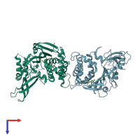 PDB entry 6iim coloured by chain, top view.