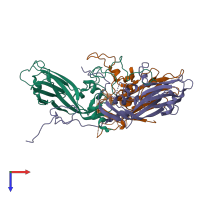 PDB entry 6iio coloured by chain, top view.
