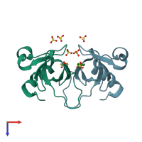 PDB entry 6iip coloured by chain, top view.