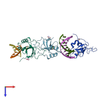 PDB entry 6iiq coloured by chain, top view.