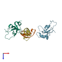 PDB entry 6iir coloured by chain, top view.
