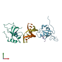 PDB entry 6iis coloured by chain, front view.